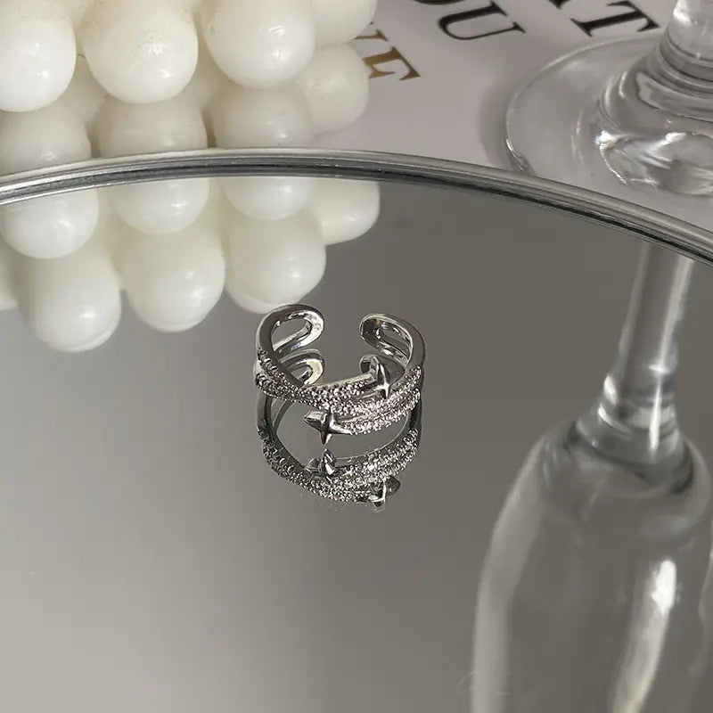 Stylish Zircon Cross Ring for Women
